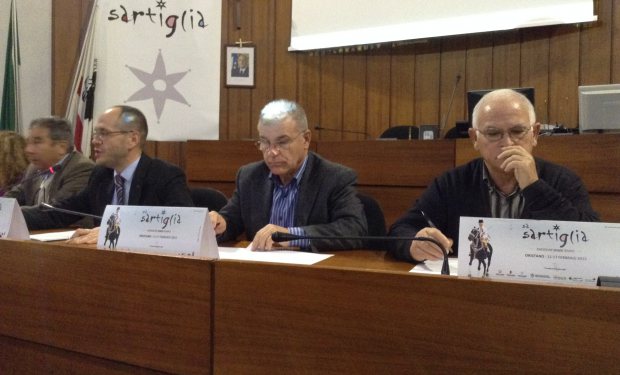 un momento della conferenza stampa di presentazione della scorsa edizione della sartiglia